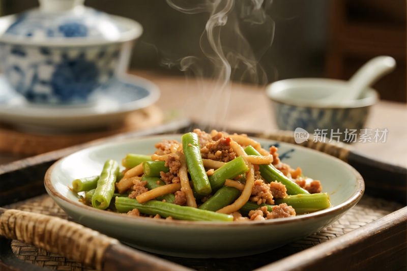 中式炒豆角菜品展示