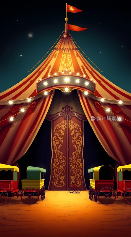 夜幕下的马戏团帐篷