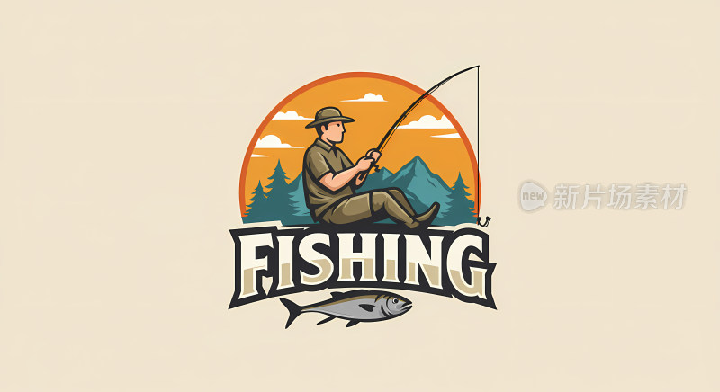 钓鱼标志插画