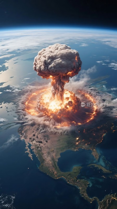 核爆震撼地球火光冲天烟雾弥漫末日景象