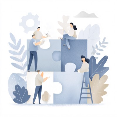 团队协作拼拼图插画 团队协作拼拼图插画