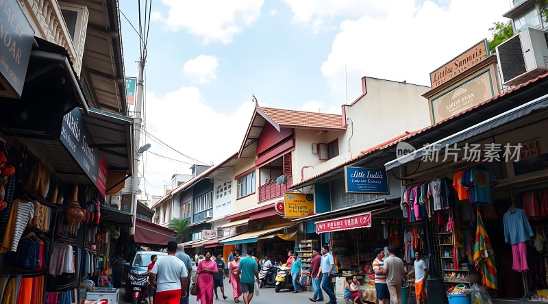 繁华街景热闹市场琳琅满目商品人来人往