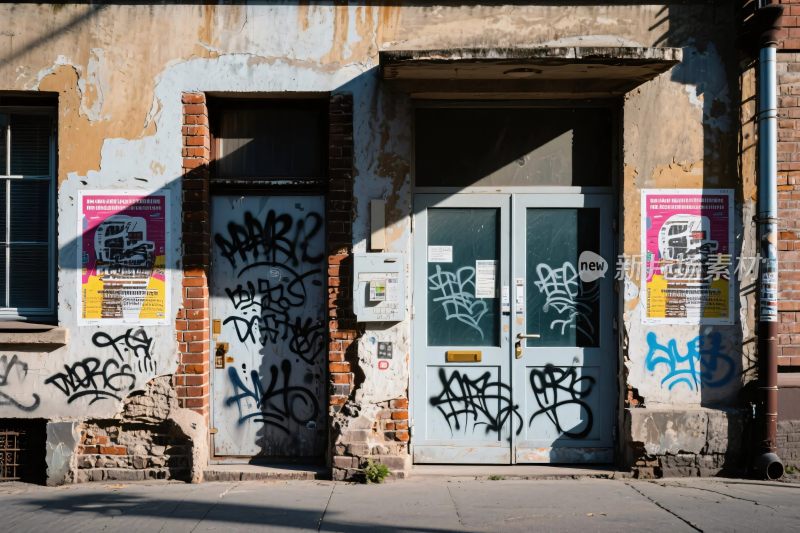 城市涂鸦建筑门口
