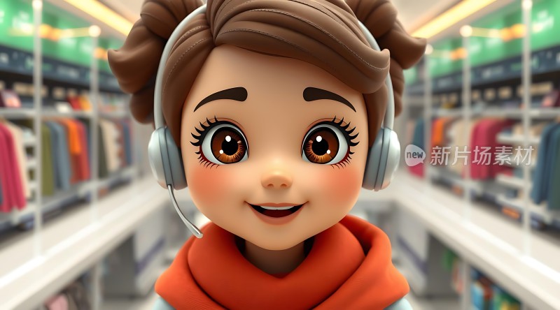 新片场素材 3D动画女孩购物