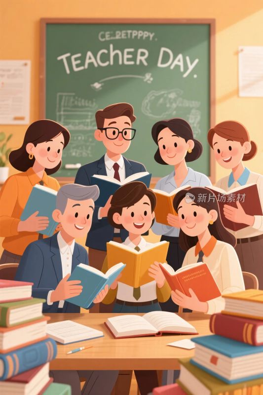 教师节课堂师生插画