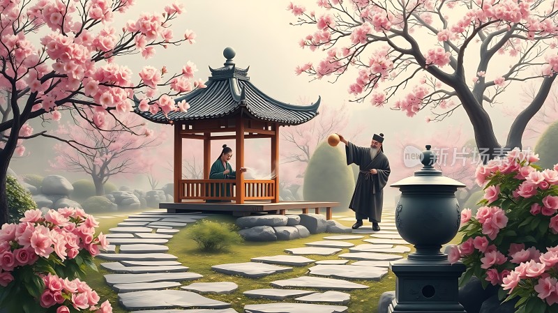 古风茶道会友图