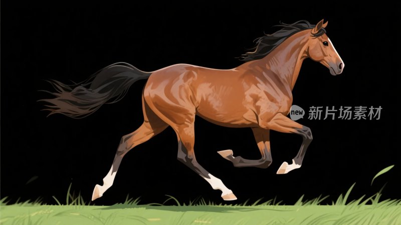 奔跑骏马插画