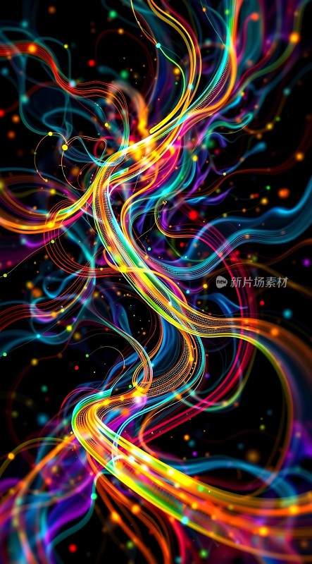 五彩斑斓的光彩线条交织