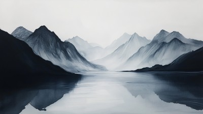 蓝调山水画