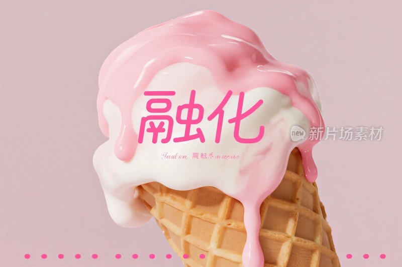 融化冰淇淋甜筒