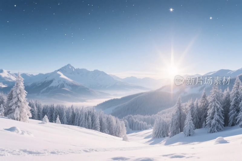 冬日雪山雪景图