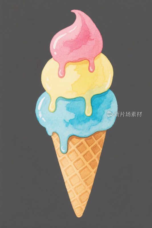 彩色冰淇淋甜筒插画