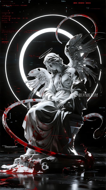 天使与科技融合的艺术作品