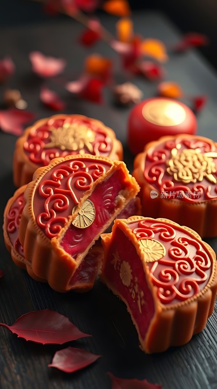 金秋月饼映红叶传统美食迎佳节