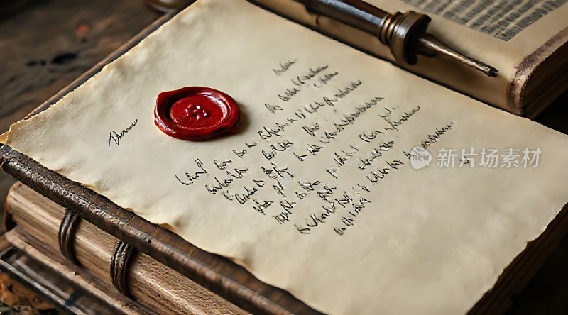 古卷秘信红蜡封印手写密文神秘笔迹
