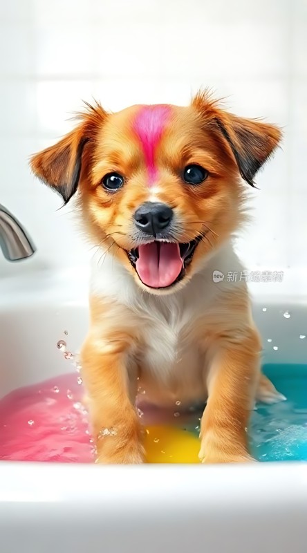 彩色小狗洗澡乐翻天