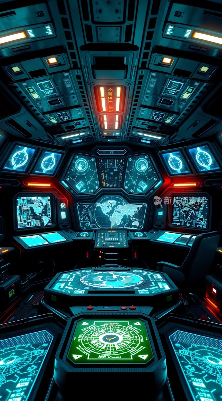 未来科技驾驶舱全息屏幕与操作台
