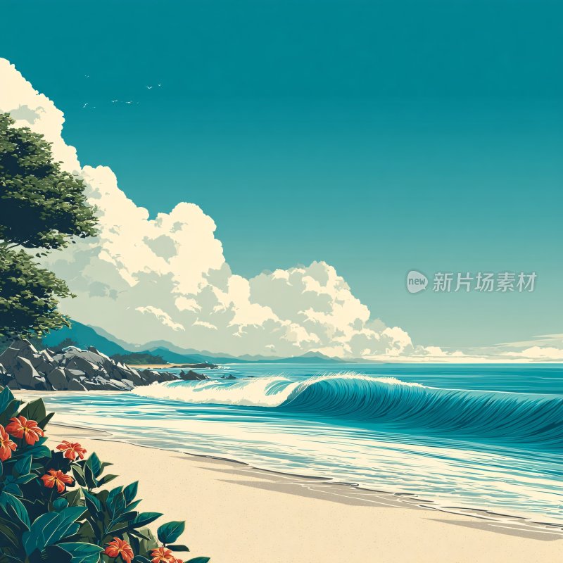 海边风景插画