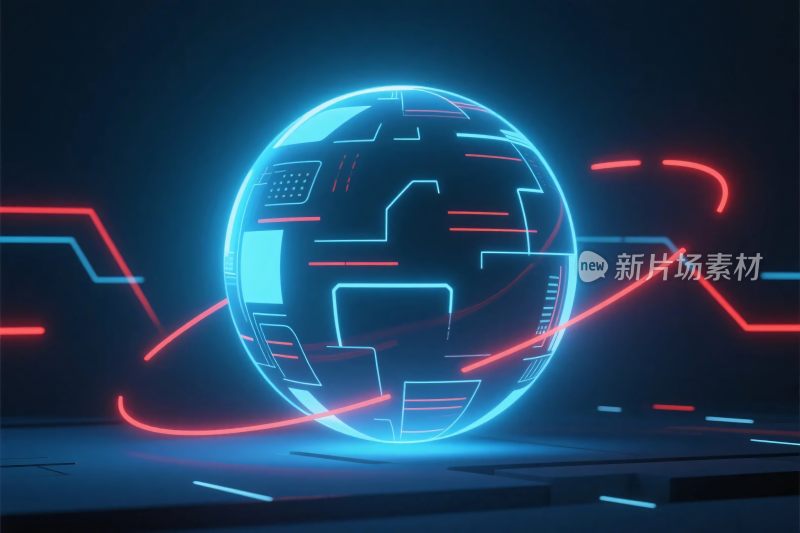 未来科技球形霓虹插画