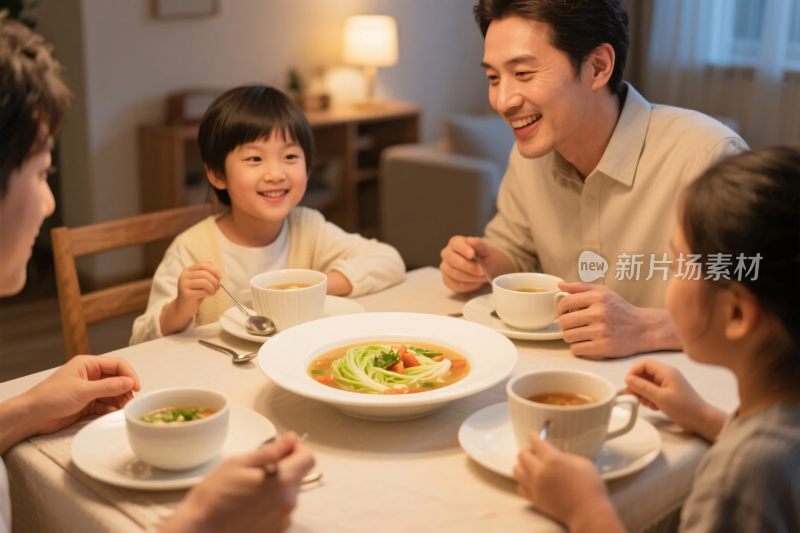 温馨家庭用餐场景