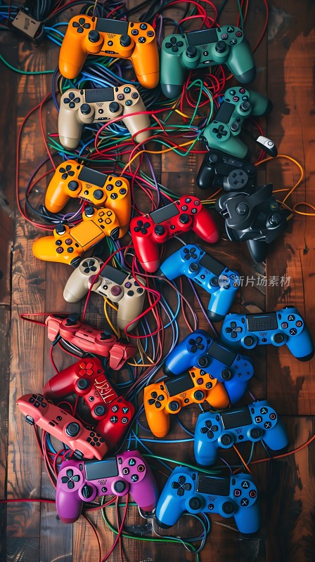 多彩游戏手柄交织在一起