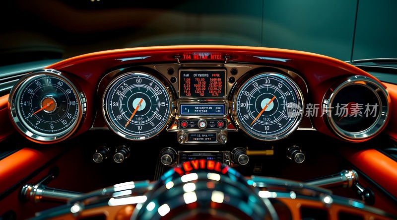 复古汽车仪表盘细节展示