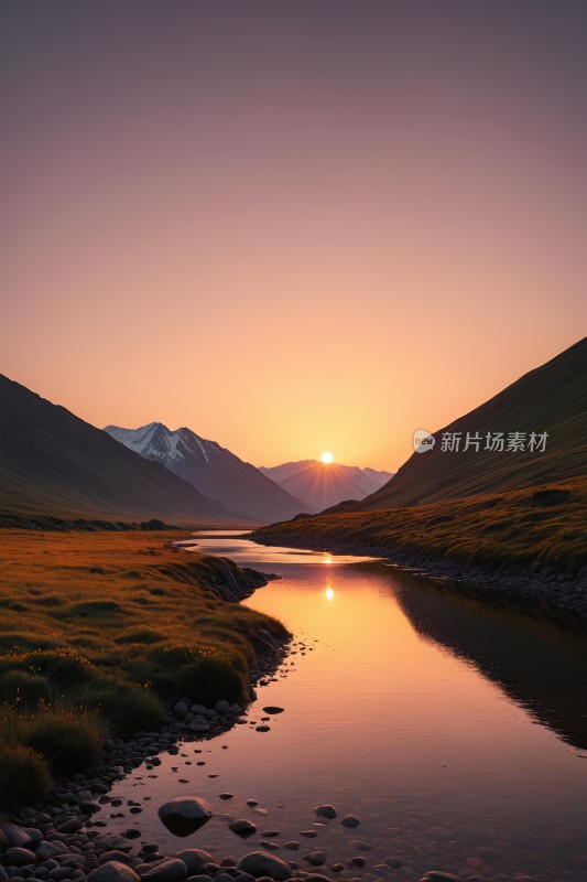 从地图上可一条河流穿过山谷的景色山脉风景