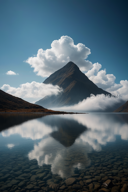 一座山一个湖高清风景图片