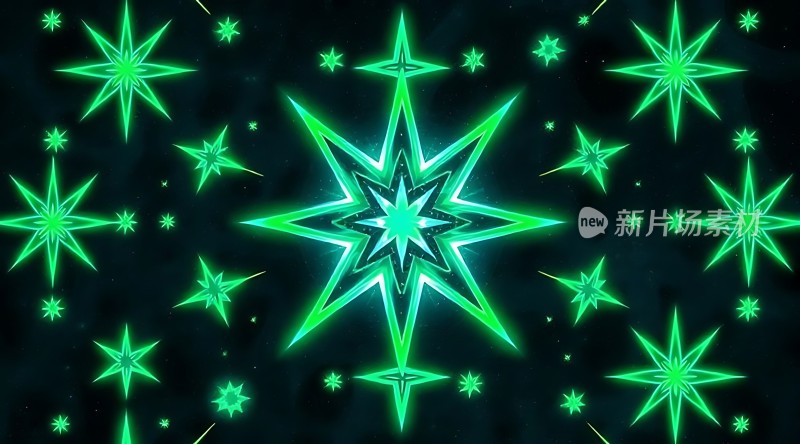 绿色星芒闪耀夜空