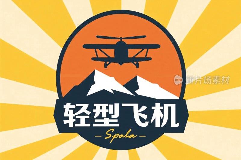 轻型飞机标志插画
