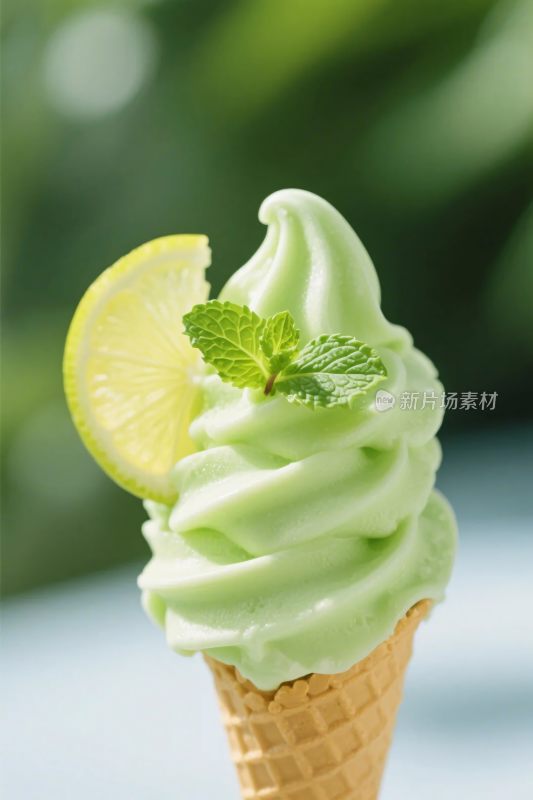 绿色冰淇淋甜筒