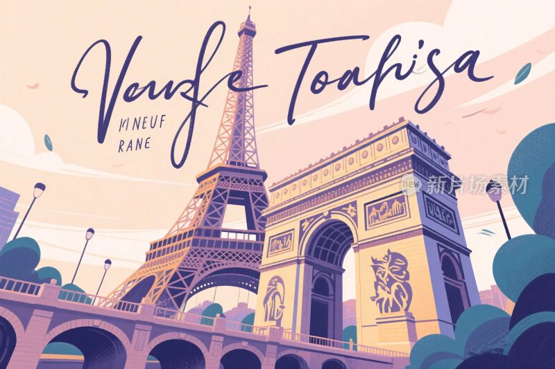 巴黎地标建筑插画