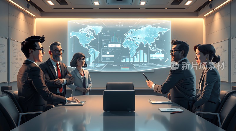 商务会议讨论世界市场战略