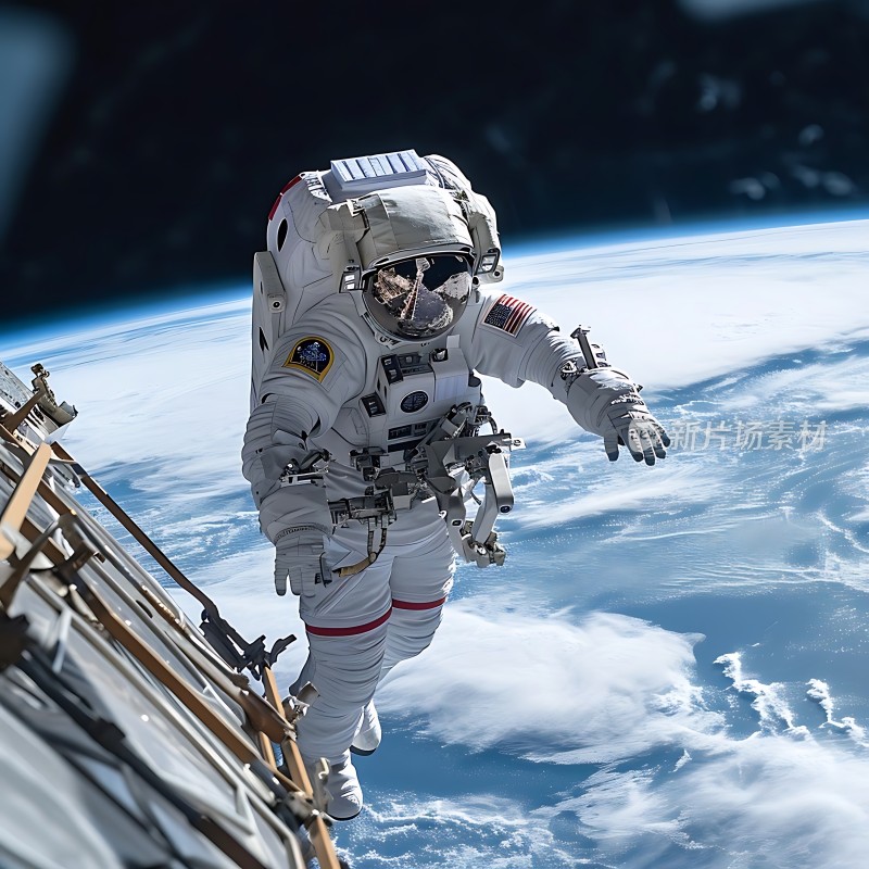 太空漫步宇航员与地球共舞
