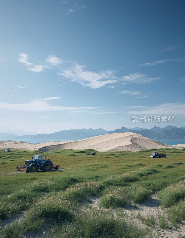 青海湖沙丘治沙景