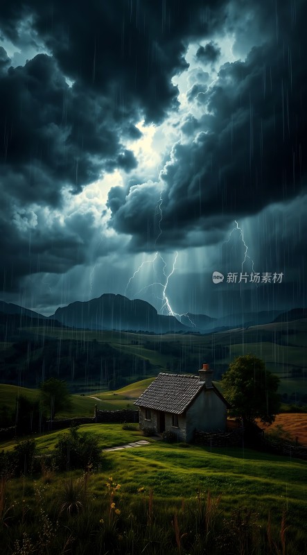 暴风雨中的小屋