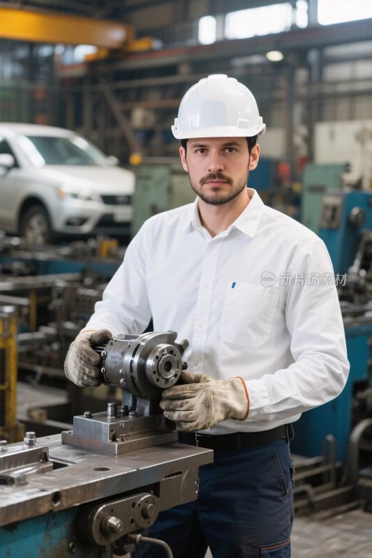 工厂内工人操作机械设备