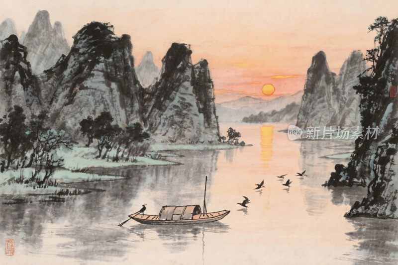 山水水墨风景图