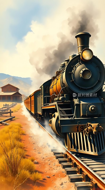 蒸汽火车穿越荒野