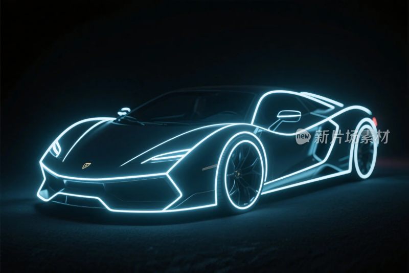 霓虹跑车线条插画