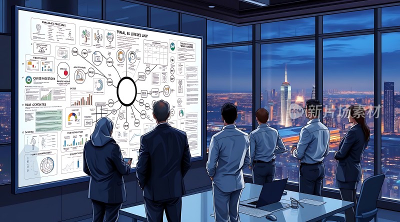 商务会议讨论城市天际线