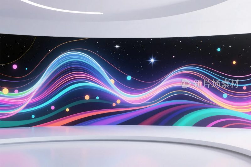 彩色波浪光效插画