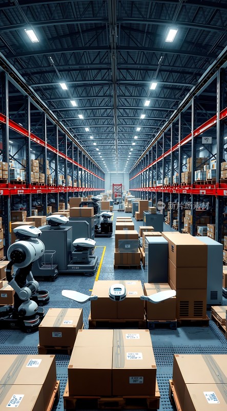 智能仓储物流中心机器人搬运货物