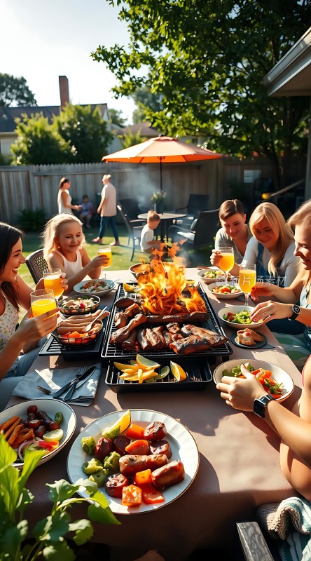 家庭烧烤聚会享受美好时光