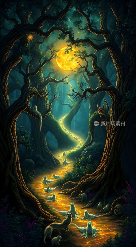 月光下的神秘森林