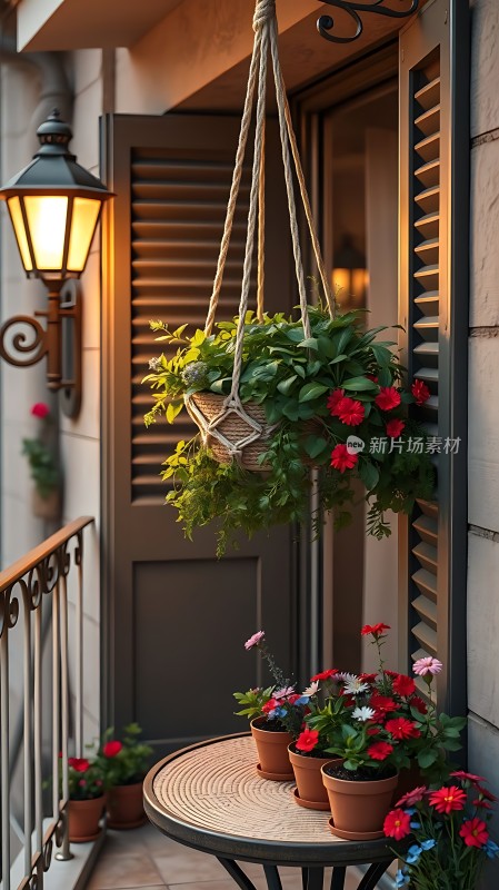 阳台绿意盎然花团锦簇温馨宁静