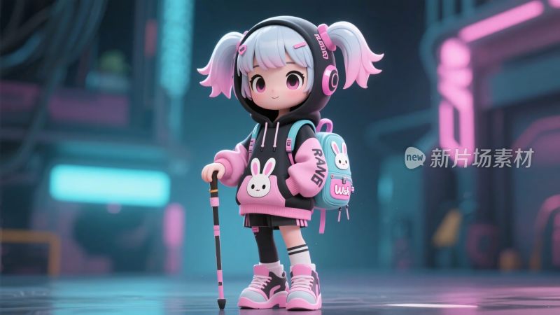 粉色卡通女孩插画