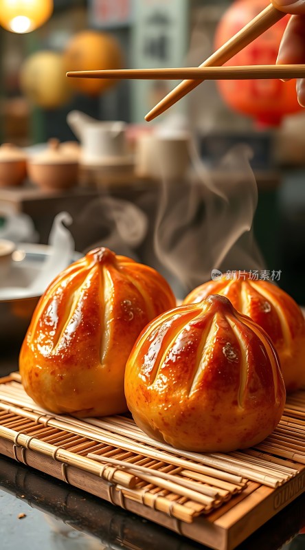 蒸笼里的美味包子