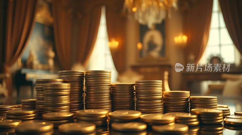 黄金堆叠财富象征