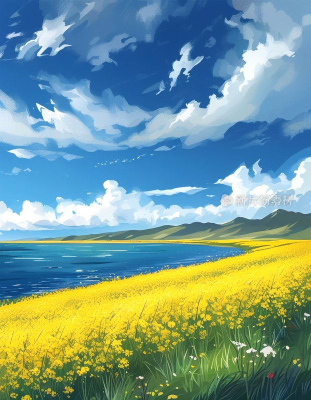 青海湖油菜花景